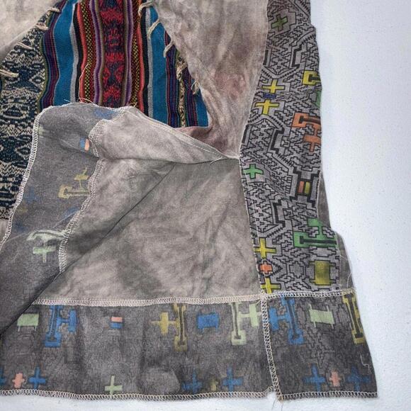 Juan Carlos Centeno Baca Organic Hand Made Tribal Patchwork Lace Front Tee - Picture 14 of 15